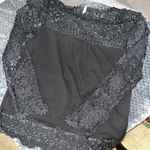 Black Lace Sheer Blouse